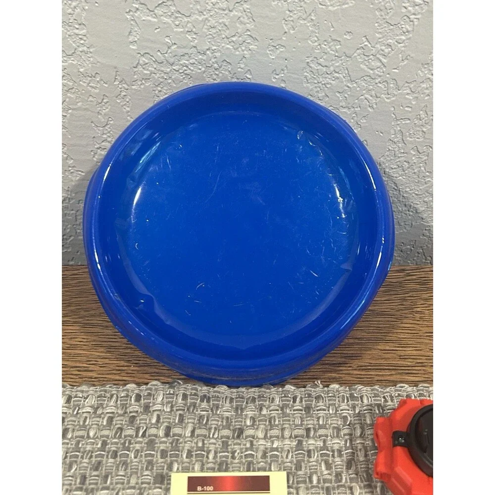 Beyblade Lot And 2 Launchers 2 Rip Cords 4 Blades Stickers Blue Tray Takara Tony